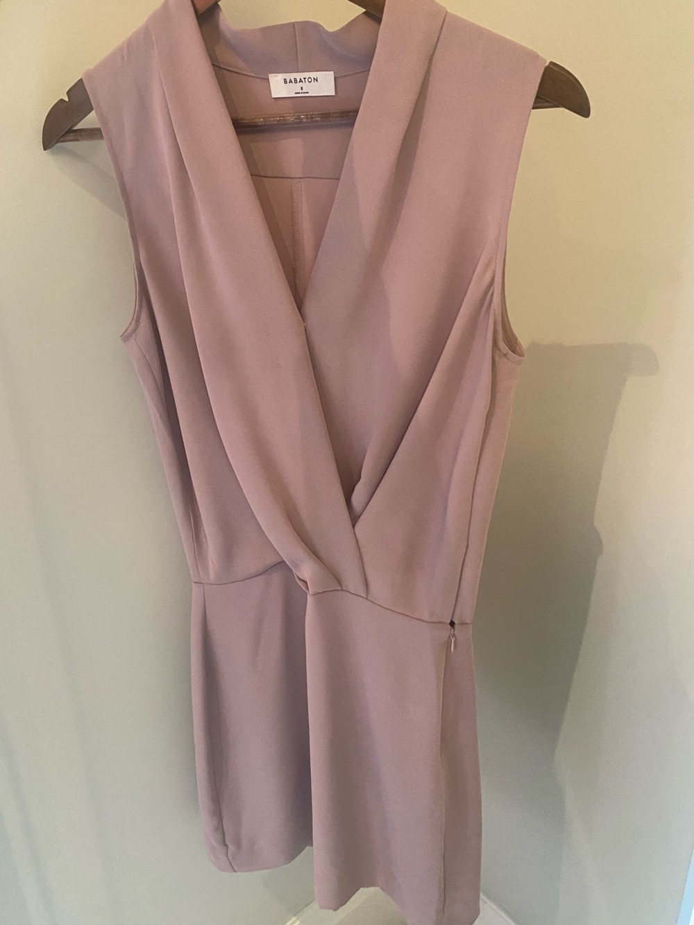 Babaton Sleeveless Wrap Romper in Blush